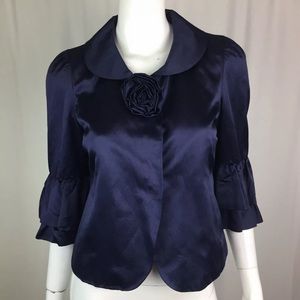 Marc Jacobs Silk Satin Rosette Bell Sleeve Blazer